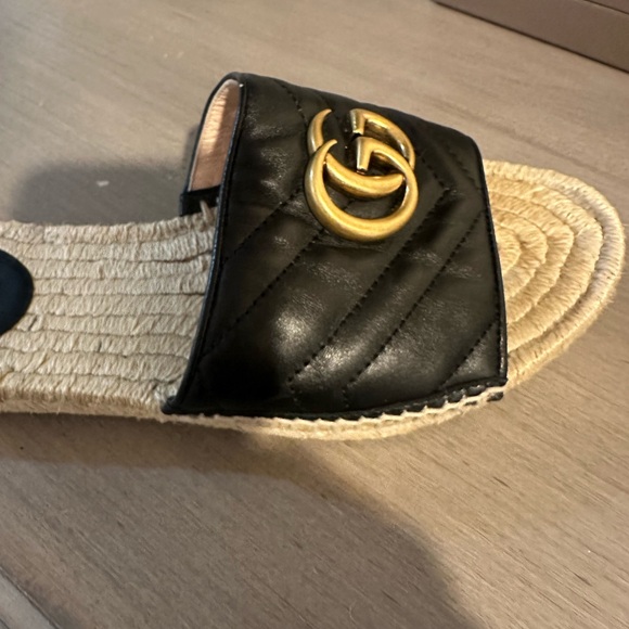 Gucci Black Leather Slide Sandals - Picture 4 of 6